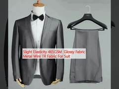 わずかな弾力性 465GSM 輝く織物 金属線 TR スーツ用織物